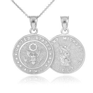 925 Silver US Army Reversible St. Michael Necklace